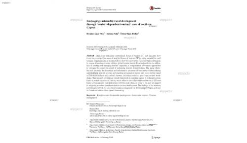 1 3 Envisaging sustainable rural development through ‘context‑dependent tourism’: case of northern Cyprus